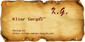 Klier Gergő névjegykártya